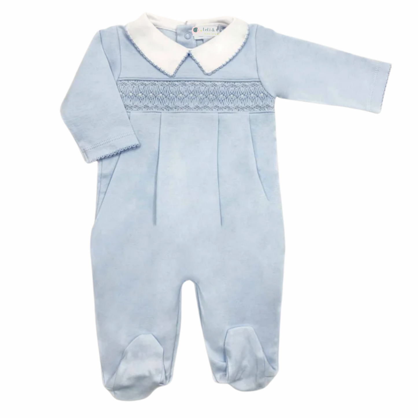 Boys Smocked Footie Long Sleeve